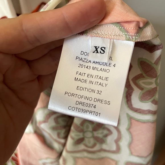 La DoubleJ Portofino Dress XS Partenope 1970s Tile Print Cotton Poplin Midi NWT - Picture 7 of 9